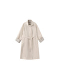 Funnel Neck Colorblock Cuff Trench Coat Cream