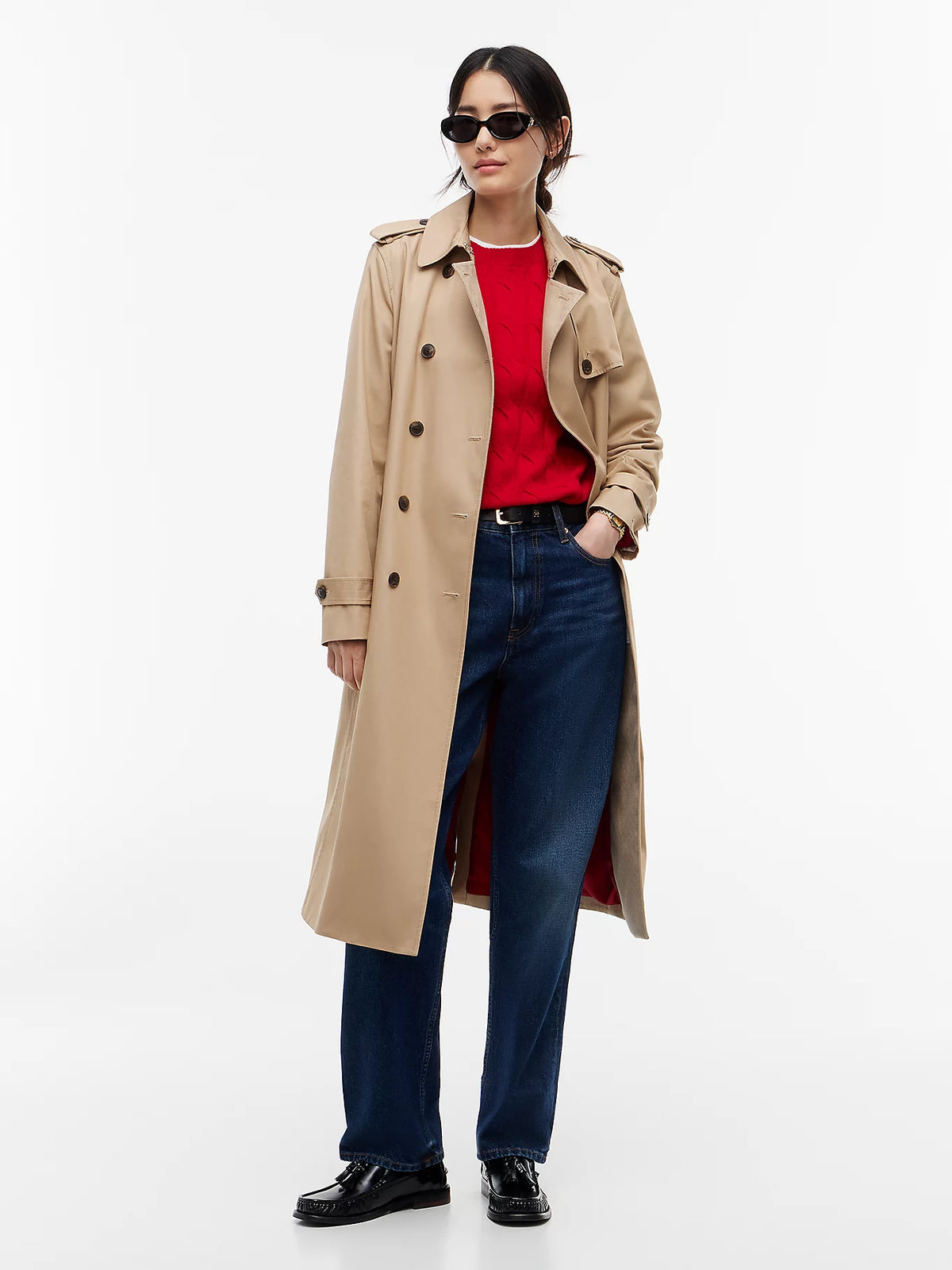 Timeless Beige Mid-Length Belted Trench Coat