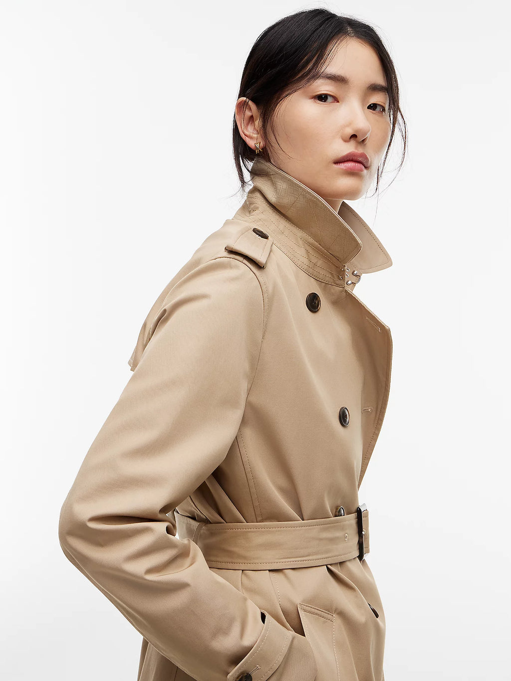 Timeless Beige Mid-Length Belted Trench Coat