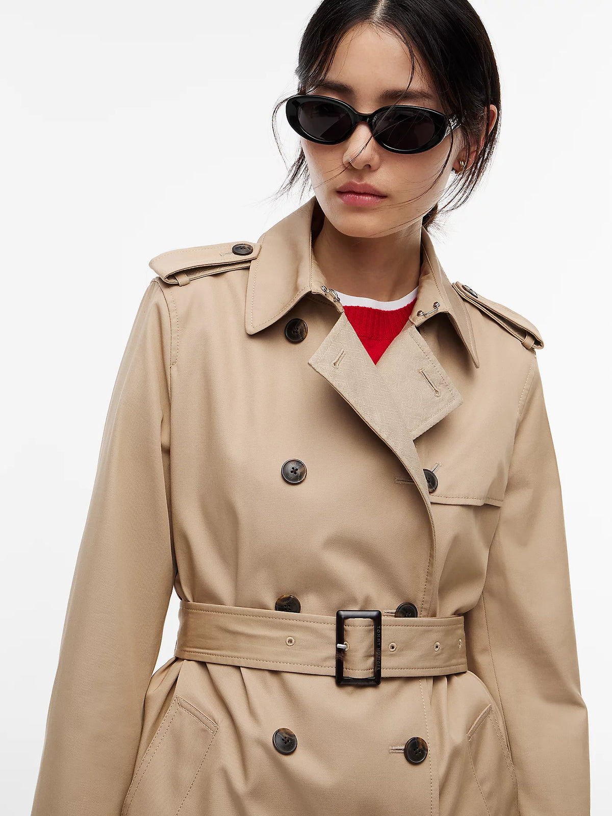 Timeless Beige Mid-Length Belted Trench Coat